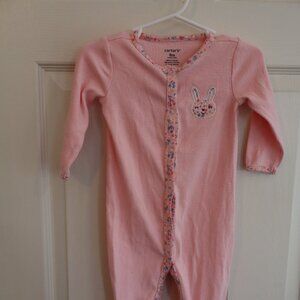 Carter's Bunny 9m girls sleeper light pink with bunny rabbit and floral detail